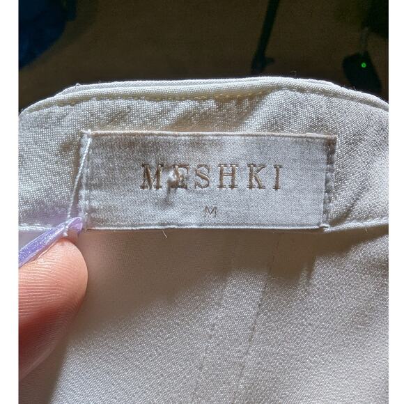 Meshki Otillie White Satin Rose Flower Strap Draped Neck Reception Mini Dress M - Picture 6 of 8